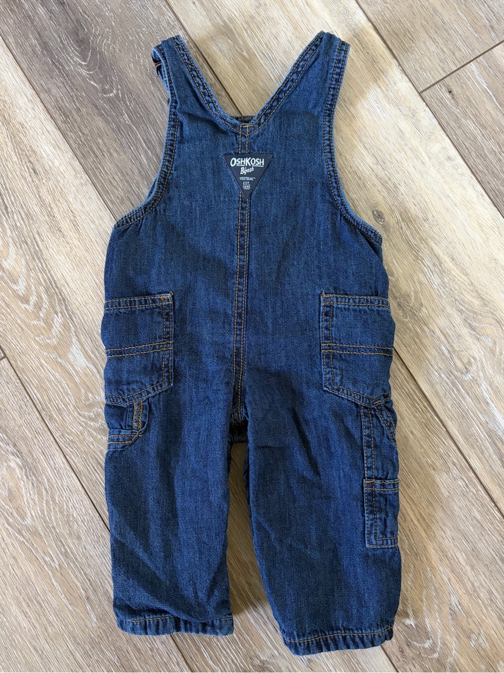 OshKosh B'gosh Baby Buffalo Check Denim Overalls - Picture 3 of 8
